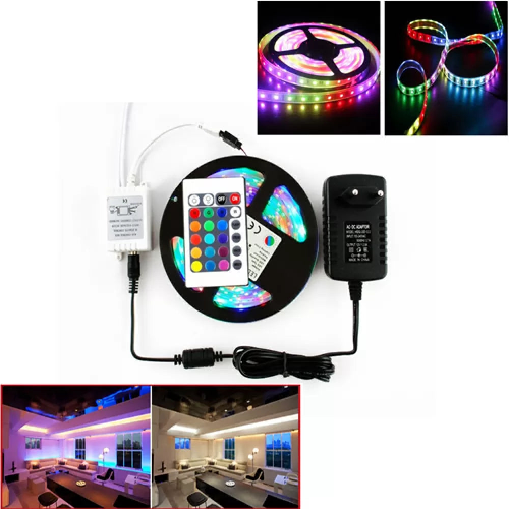 Многоцветна LED RGB ЛЕНТА, 5 М с дистанционно управление